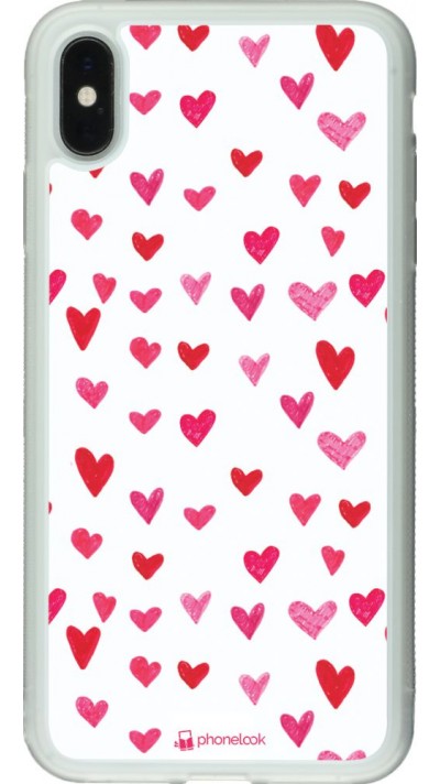 Hülle iPhone Xs Max - Silikon transparent Valentine 2022 Many pink hearts