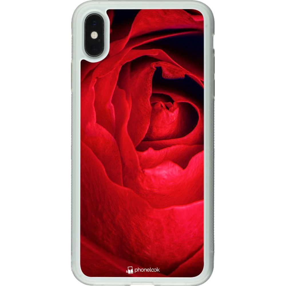 Hülle iPhone Xs Max - Silikon transparent Valentine 2022 Rose