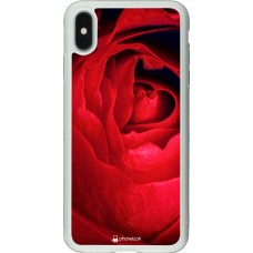 Coque iPhone Xs Max - Silicone rigide transparent Valentine 2022 Rose