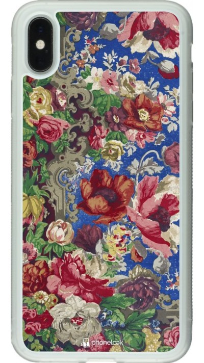 Coque iPhone Xs Max - Silicone rigide transparent Vintage Art Flowers