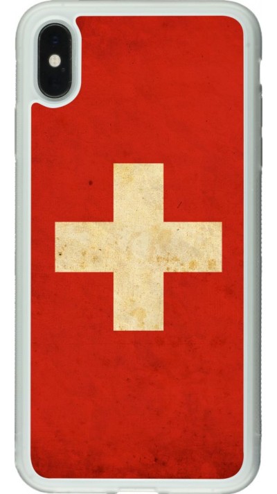 Hülle iPhone Xs Max - Silikon transparent Vintage Flag SWISS