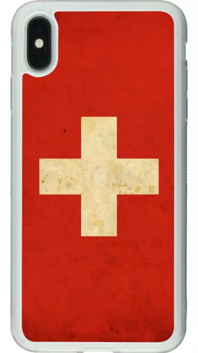 Coque iPhone Xs Max - Silicone rigide transparent Vintage Flag SWISS