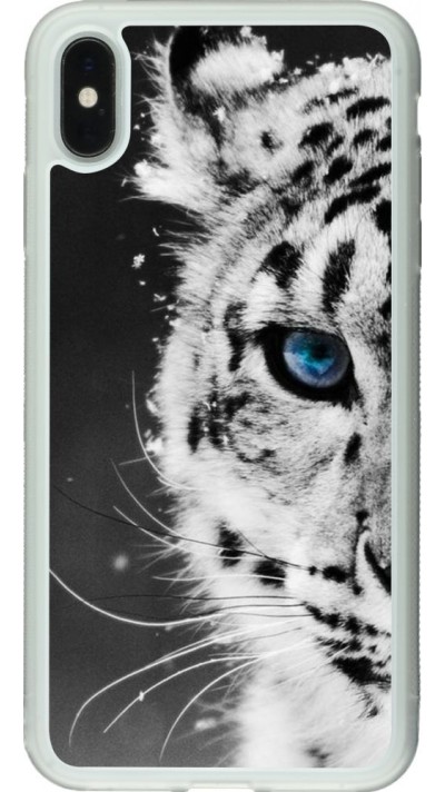 Hülle iPhone Xs Max - Silikon transparent White tiger blue eye