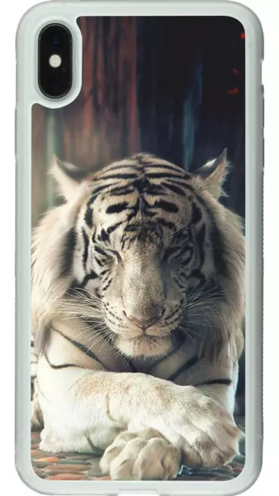 Coque iPhone Xs Max - Silicone rigide transparent Zen Tiger