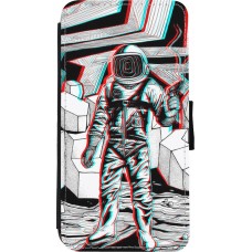 Coque iPhone Xs Max - Wallet noir Anaglyph Astronaut