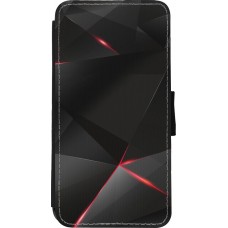 Coque iPhone Xs Max - Wallet noir Black Red Lines
