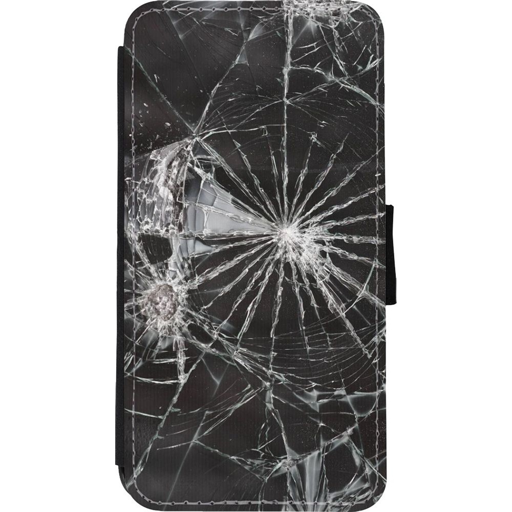 Coque iPhone Xs Max - Wallet noir Broken Screen