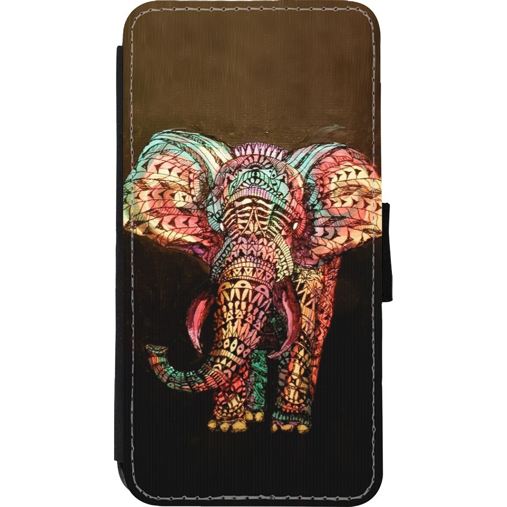 Coque iPhone Xs Max - Wallet noir Elephant 02