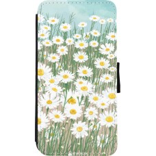 Coque iPhone Xs Max - Wallet noir Flower Field Art