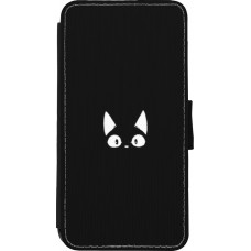 Coque iPhone Xs Max - Wallet noir Funny cat on black