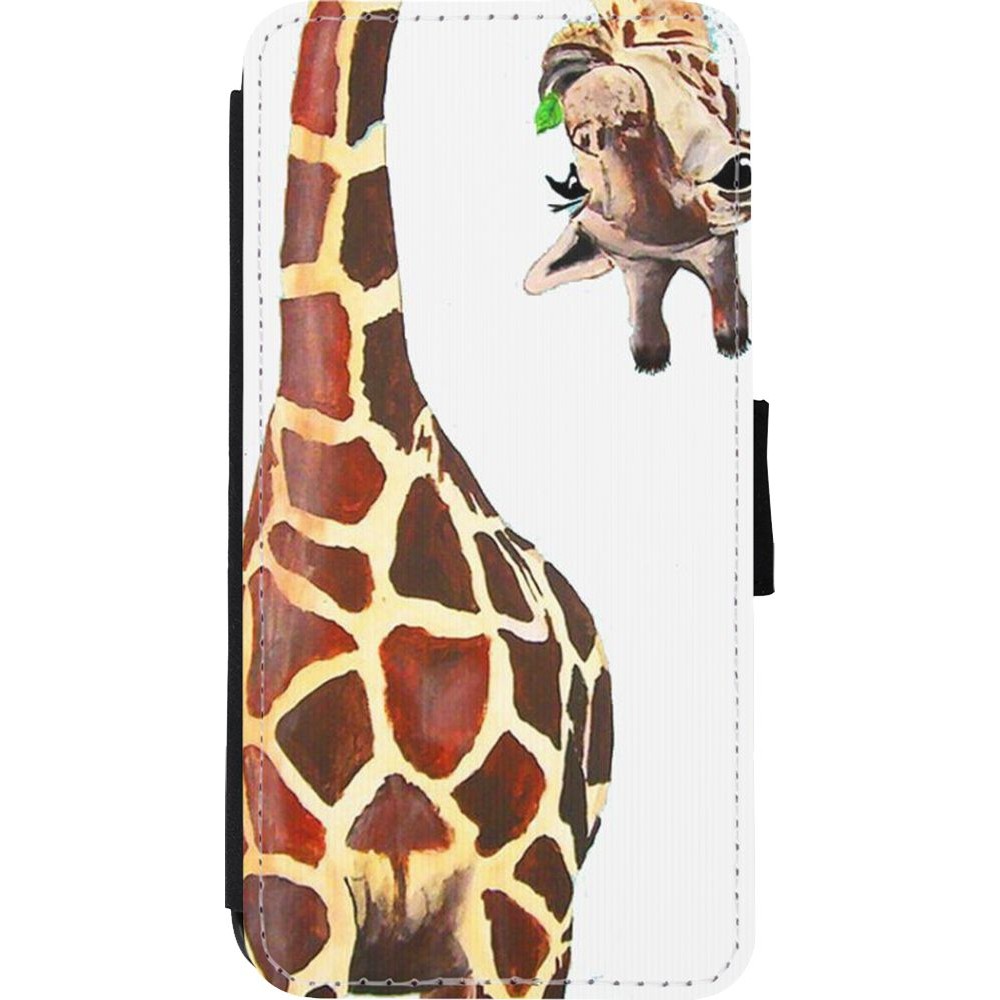 Coque iPhone Xs Max - Wallet noir Giraffe Fit