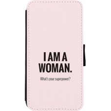 Coque iPhone Xs Max - Wallet noir I am a woman