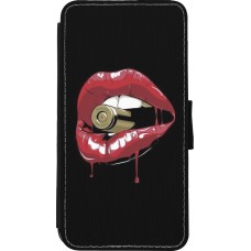 Coque iPhone Xs Max - Wallet noir Lips bullet