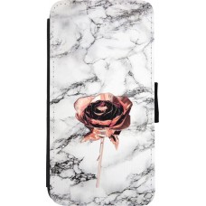 Hülle iPhone Xs Max - Wallet schwarz Marble Rose Gold