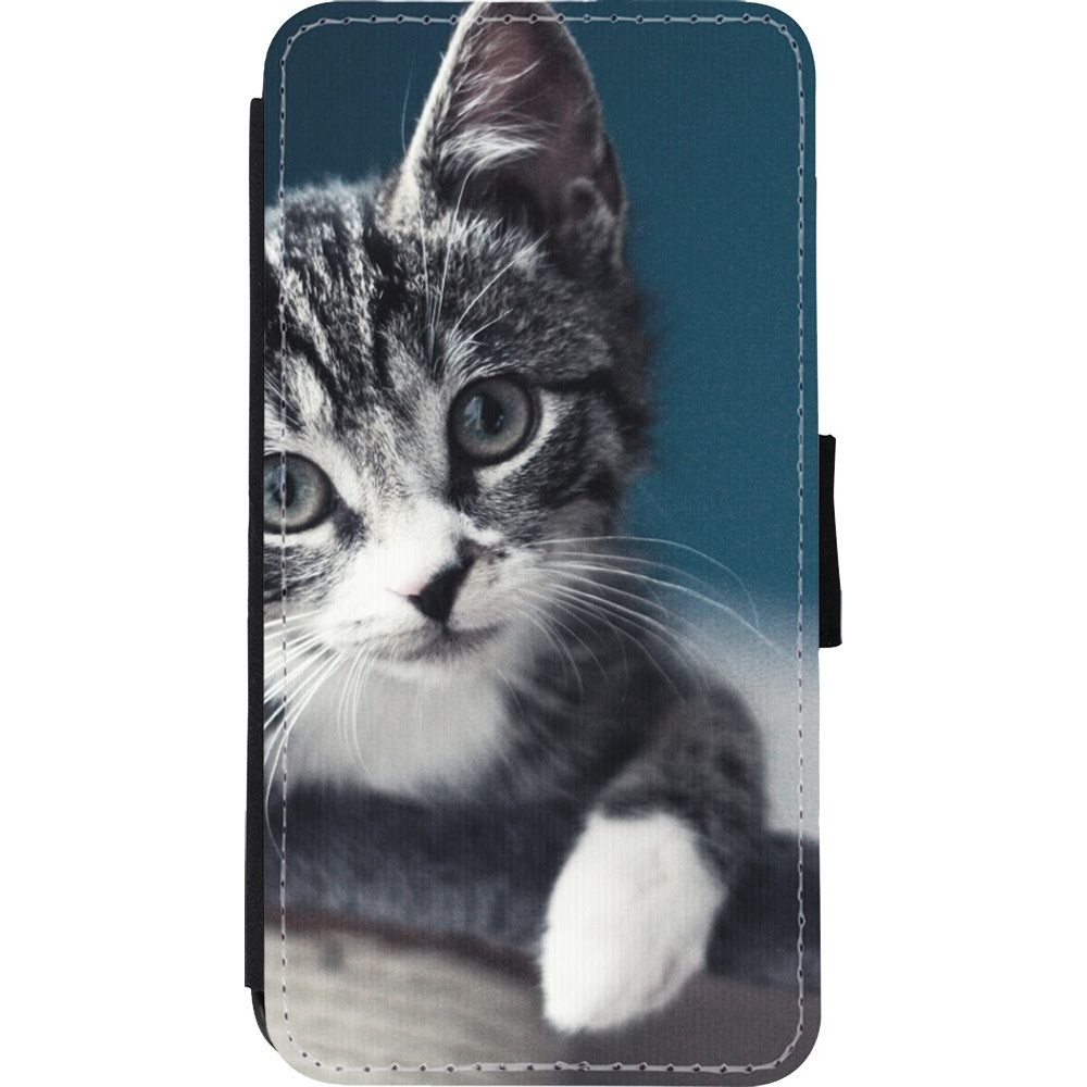 Coque iPhone Xs Max - Wallet noir Meow 23
