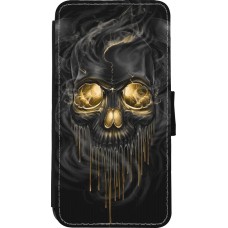 Coque iPhone Xs Max - Wallet noir Skull 02