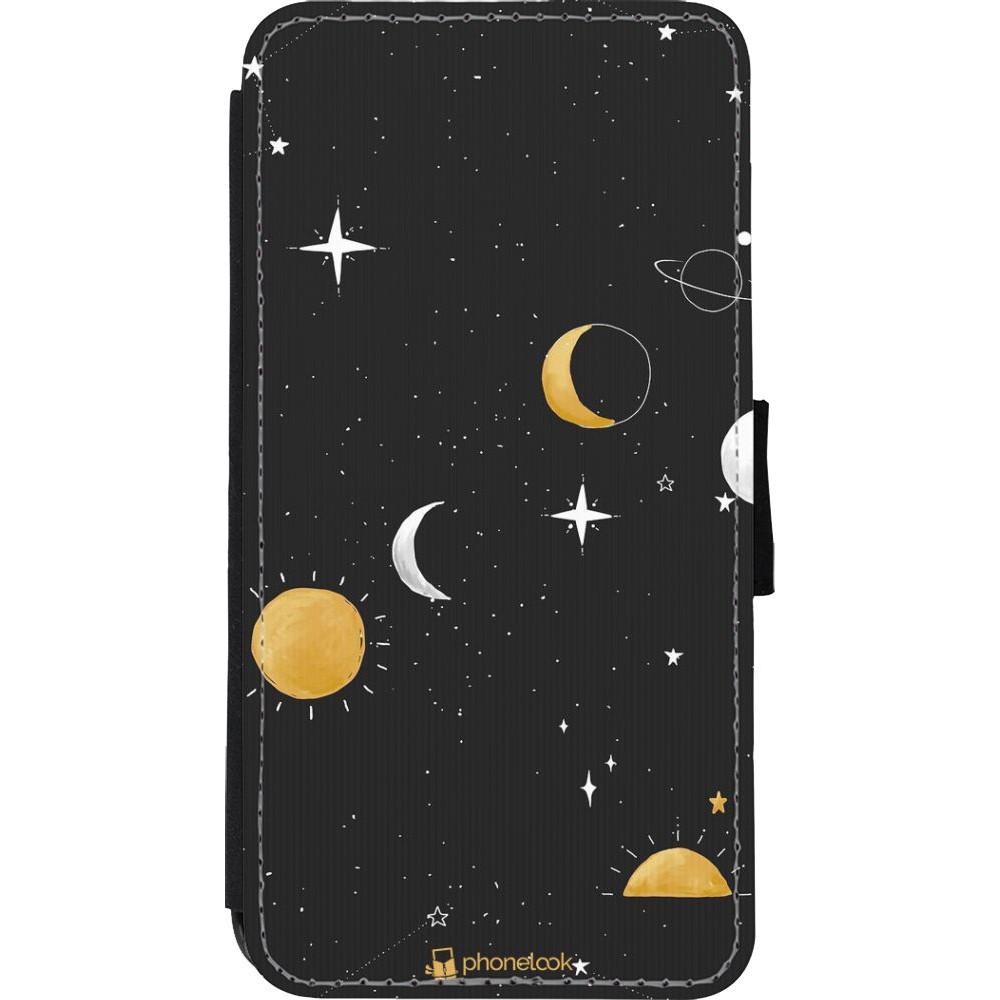 Coque iPhone Xs Max - Wallet noir Space Vect- Or