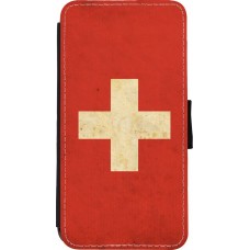Hülle iPhone Xs Max - Wallet schwarz Vintage Flag SWISS