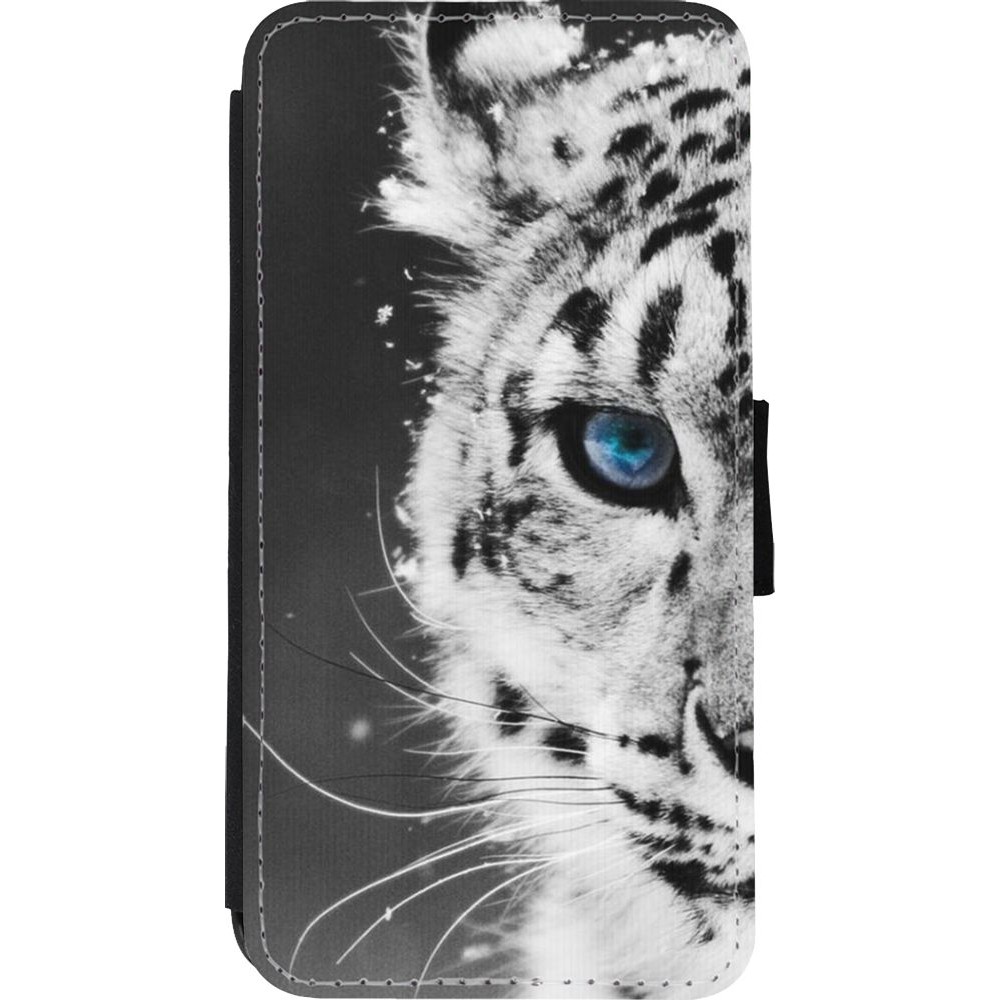 Hülle iPhone Xs Max - Wallet schwarz White tiger blue eye