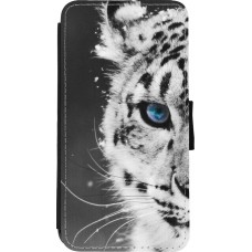 Hülle iPhone Xs Max - Wallet schwarz White tiger blue eye