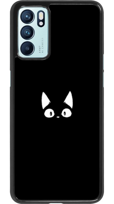 Coque Oppo Reno6 5G - Funny cat on black