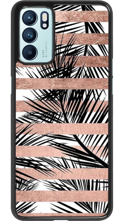 Coque Oppo Reno6 5G - Palm trees gold stripes