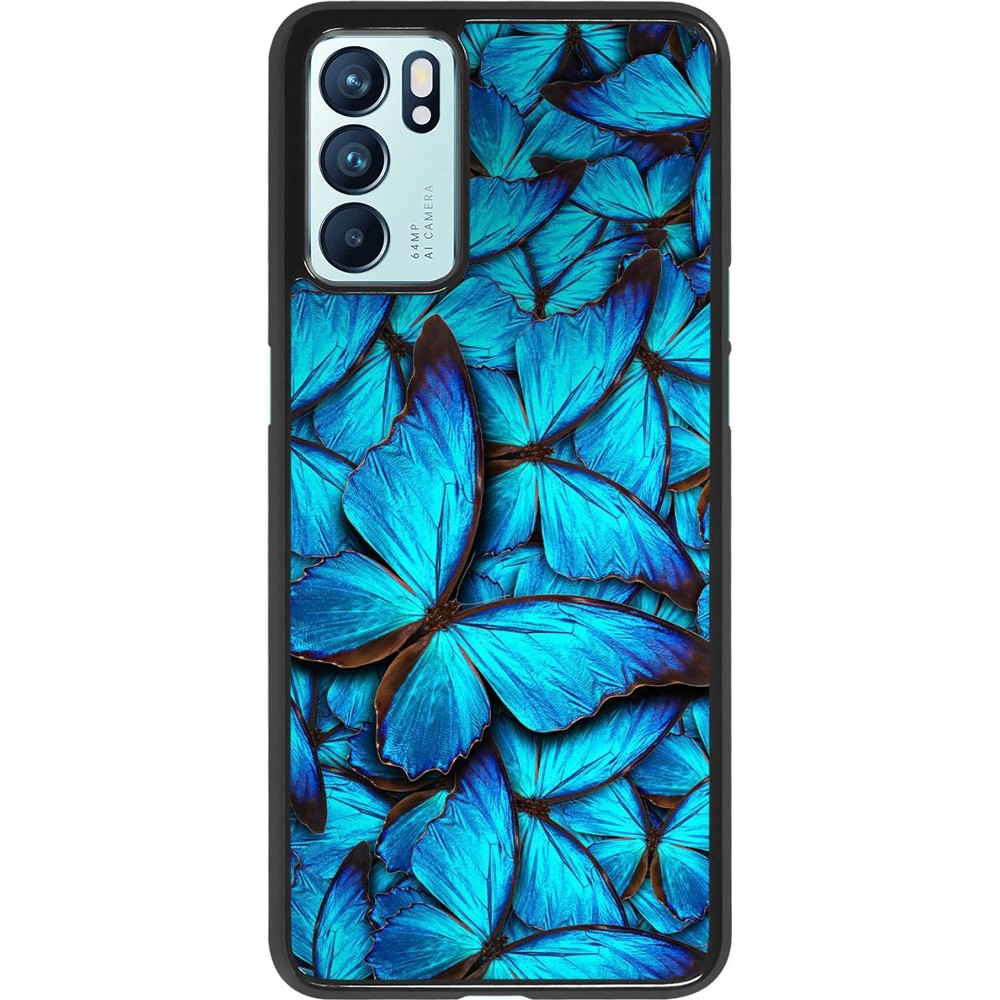 Coque Oppo Reno6 5G - Papillon - Bleu