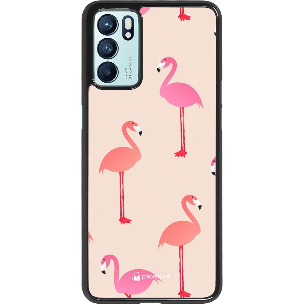 Coque Oppo Reno6 5G - Pink Flamingos Pattern