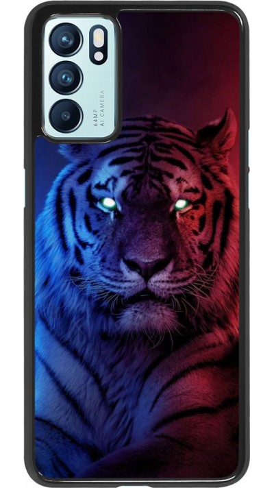 Coque Oppo Reno6 5G - Tiger Blue Red