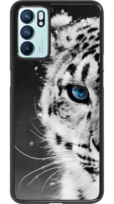 Coque Oppo Reno6 5G - White tiger blue eye