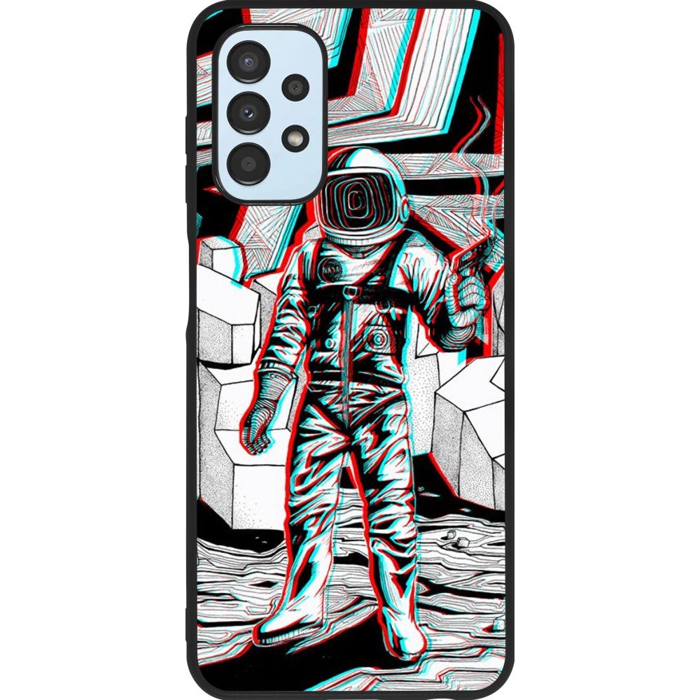Hülle Samsung Galaxy A13 - Silikon schwarz Anaglyph Astronaut