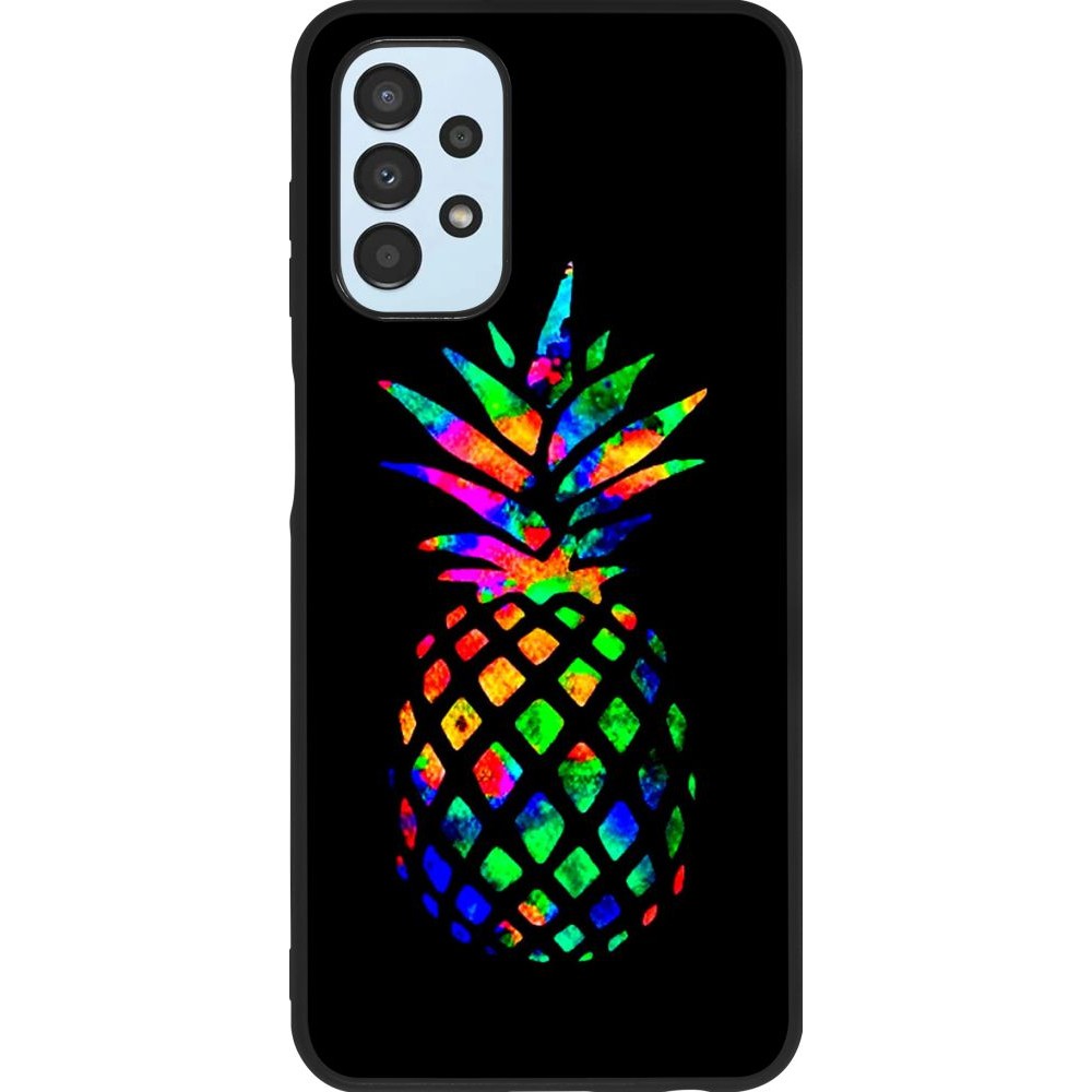Coque Samsung Galaxy A13 - Silicone rigide noir Ananas Multi-colors