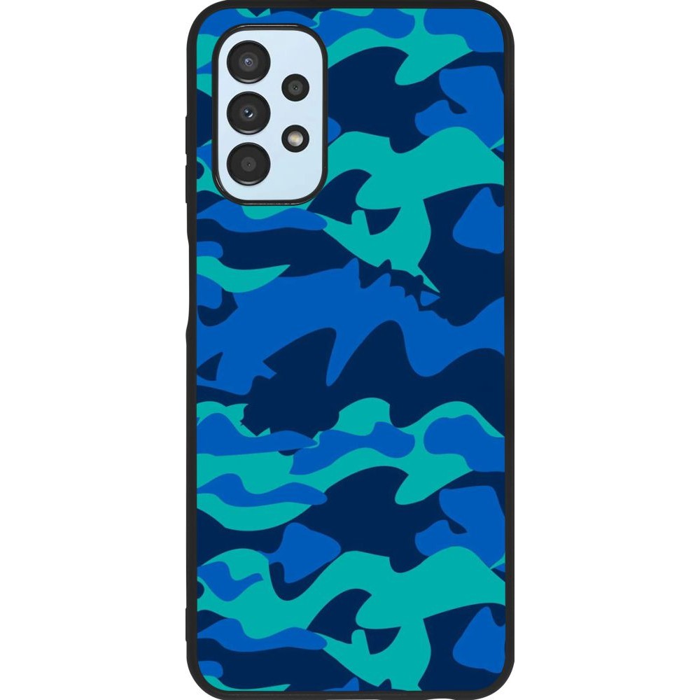 Coque Samsung Galaxy A13 - Silicone rigide noir Camo Blue