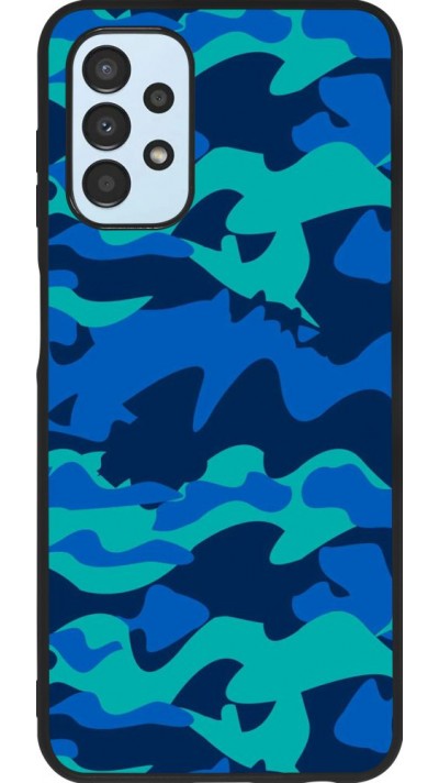 Coque Samsung Galaxy A13 - Silicone rigide noir Camo Blue