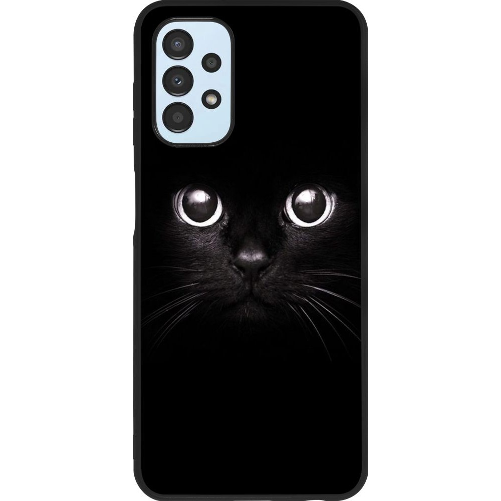 Coque Samsung Galaxy A13 - Silicone rigide noir Cat eyes