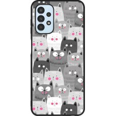 Coque Samsung Galaxy A13 - Silicone rigide noir Chats gris troupeau