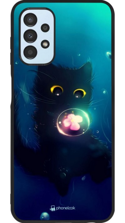 Coque Samsung Galaxy A13 - Silicone rigide noir Cute Cat Bubble