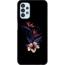 Coque Samsung Galaxy A13 - Silicone rigide noir Dark Flowers