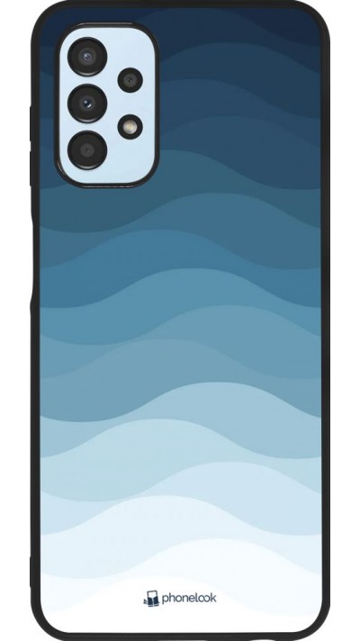 Hülle Samsung Galaxy A13 - Silikon schwarz Flat Blue Waves