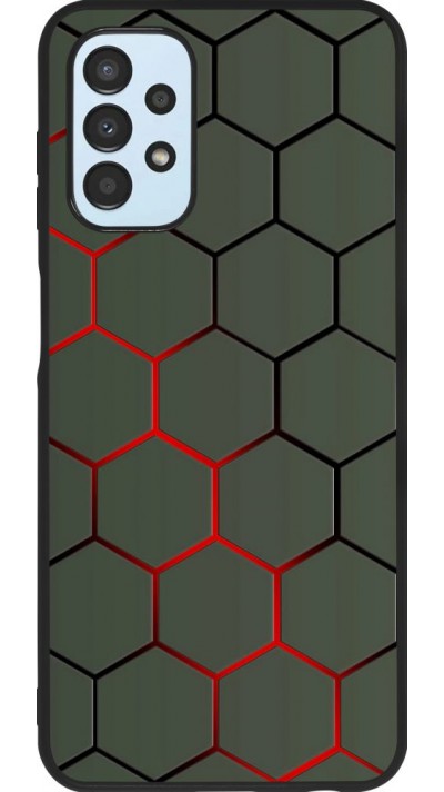 Coque Samsung Galaxy A13 - Silicone rigide noir Geometric Line red