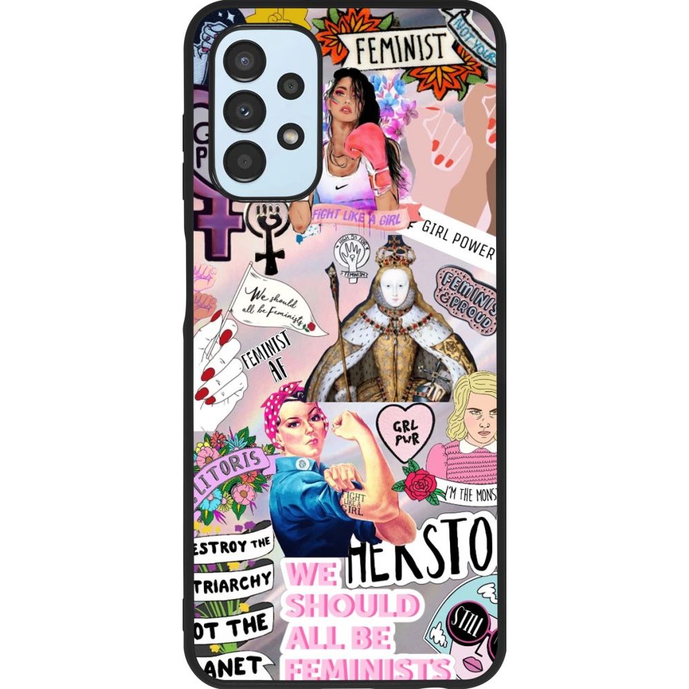 Coque Samsung Galaxy A13 - Silicone rigide noir Girl Power Collage