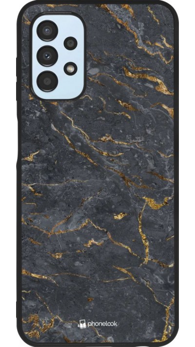 Coque Samsung Galaxy A13 - Silicone rigide noir Grey Gold Marble