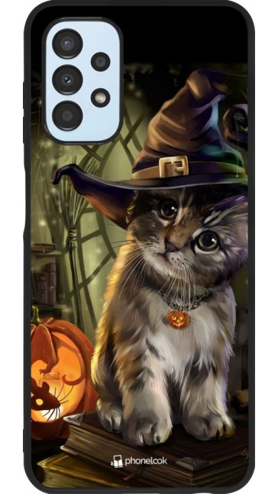 Coque Samsung Galaxy A13 - Silicone rigide noir Halloween 21 Witch cat