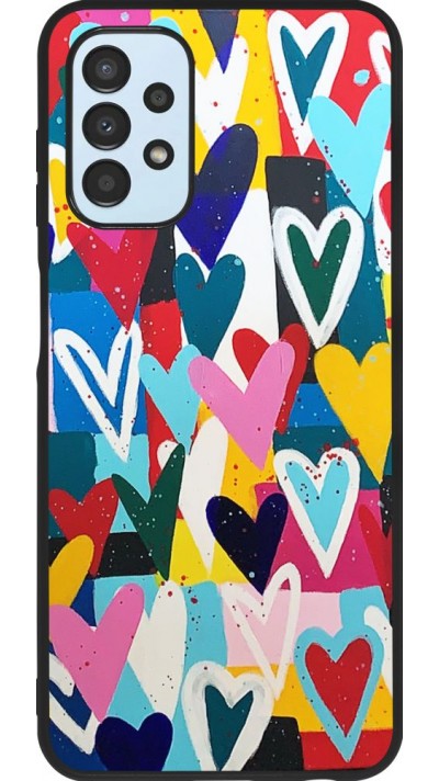 Coque Samsung Galaxy A13 - Silicone rigide noir Joyful Hearts