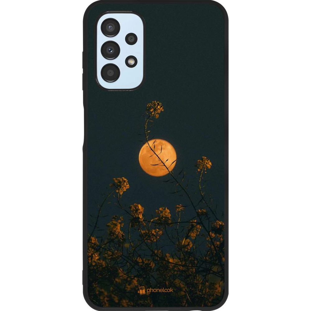 Coque Samsung Galaxy A13 - Silicone rigide noir Moon Flowers