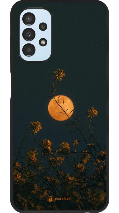 Coque Samsung Galaxy A13 - Silicone rigide noir Moon Flowers