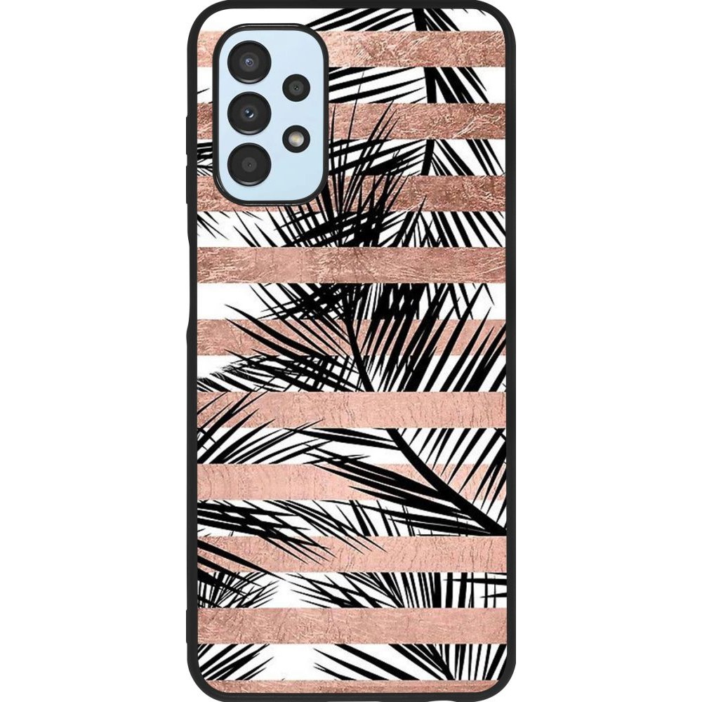 Coque Samsung Galaxy A13 - Silicone rigide noir Palm trees gold stripes