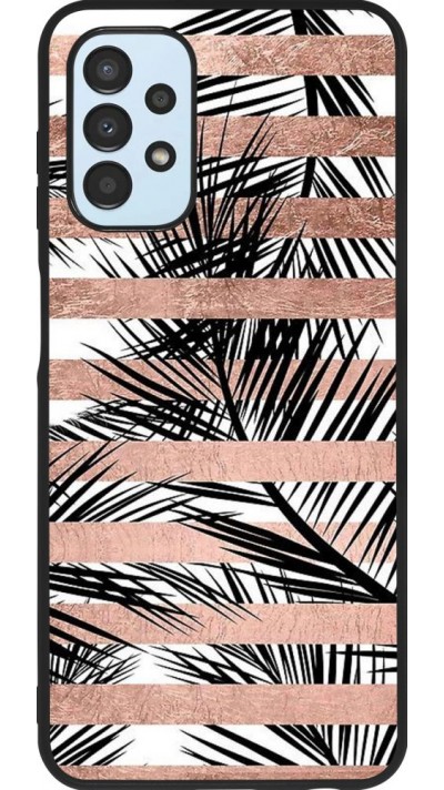 Hülle Samsung Galaxy A13 - Silikon schwarz Palm trees gold stripes