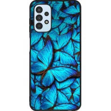 Coque Samsung Galaxy A13 - Silicone rigide noir Papillon bleu