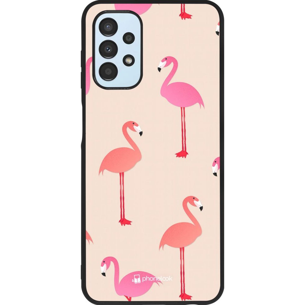 Hülle Samsung Galaxy A13 - Silikon schwarz Pink Flamingos Pattern